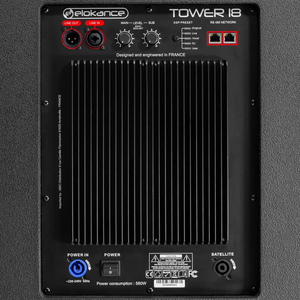 Sistema a colonna attivo a 3 vie da 1700 W RMS con subwoofer da 18" – Elokance