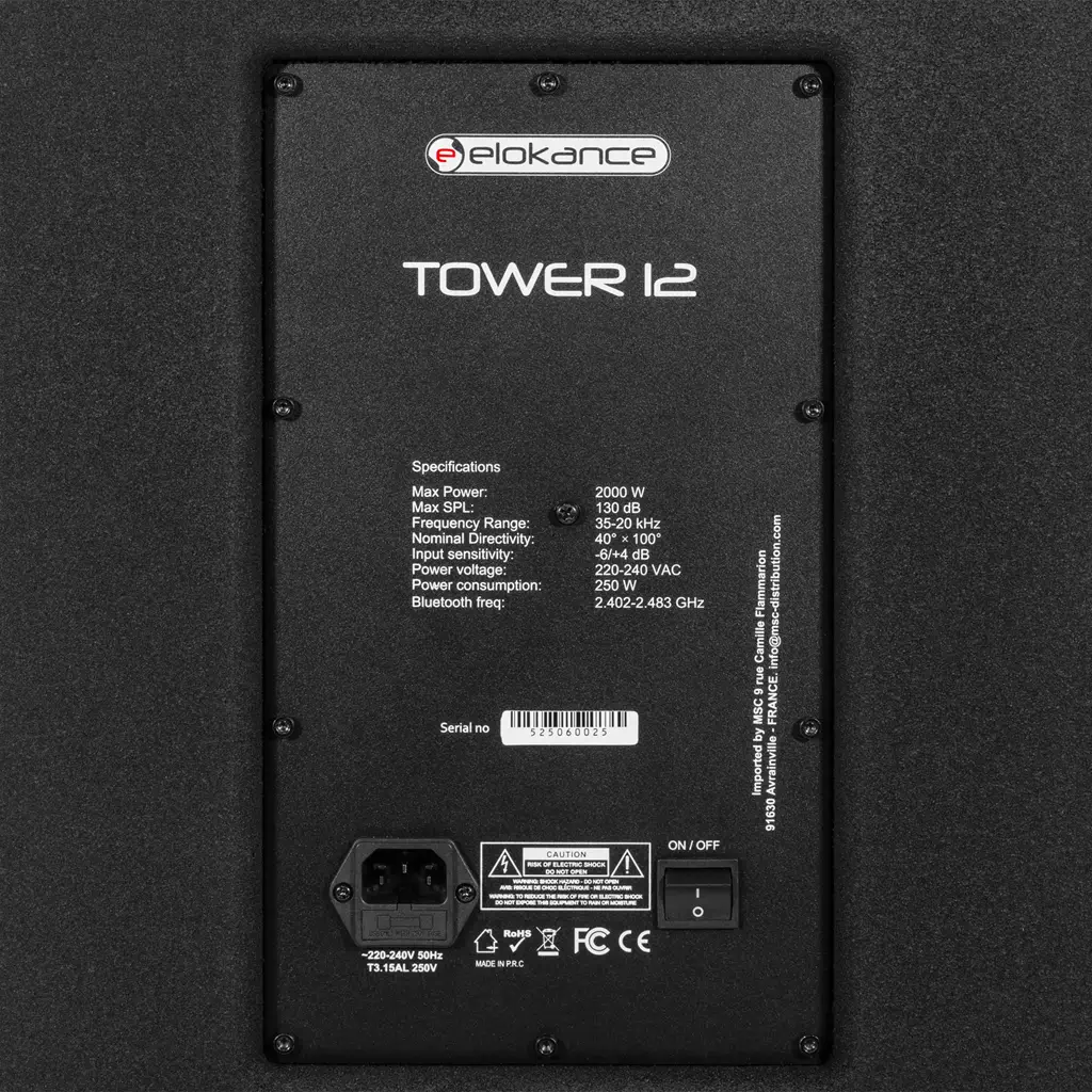 Sistema a colonna attivo a 3 vie da 800 W RMS con subwoofer da 12" – Elokance