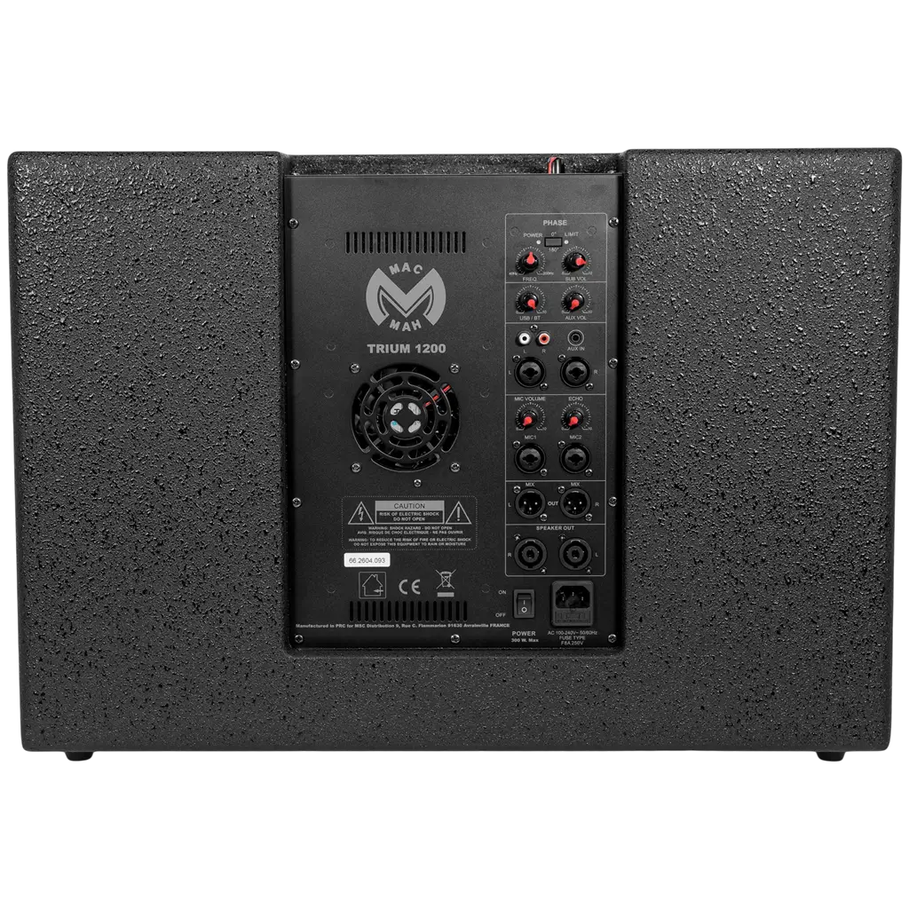Sistema audio trifonico da 600 W RMS con subwoofer da 15" – Mac Mah