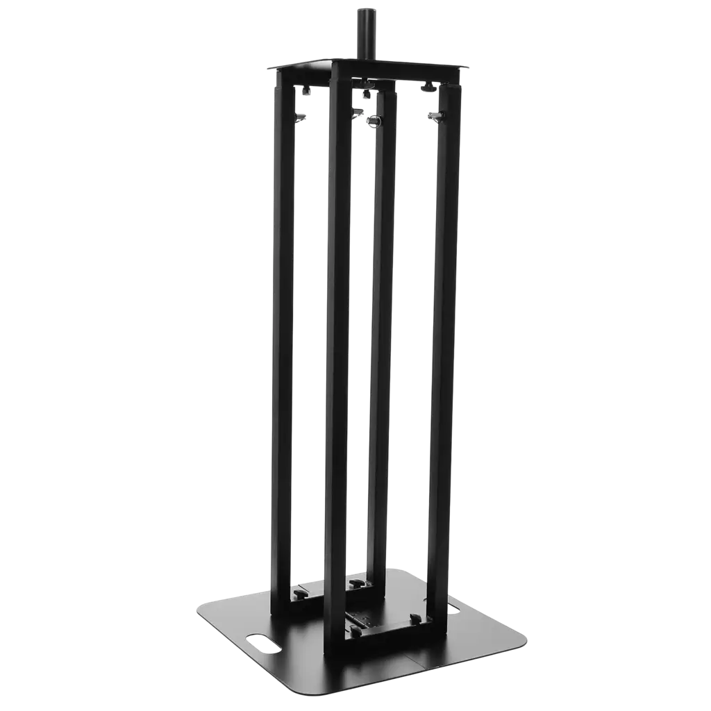 Confezione da 2 totem estensibili da 106 a 195 cm con fasce in lycra nere e flight case – Plugger