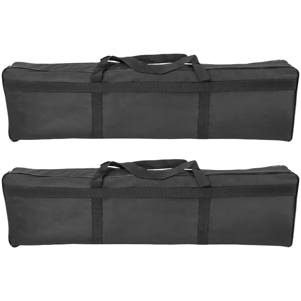 Confezione da 2 totem estensibili da 106 a 195 cm con fasce in lycra nere e flight case – Plugger
