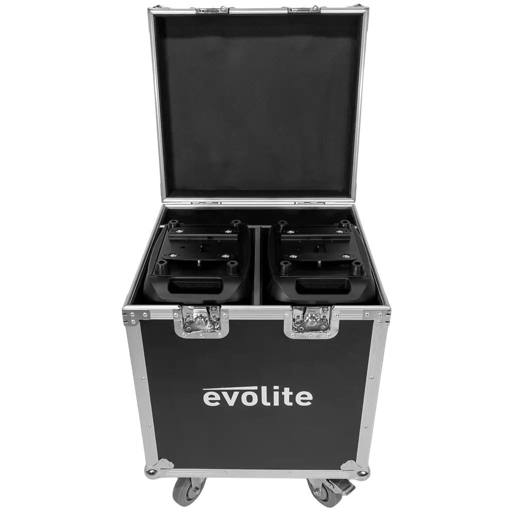 Confezione da 2 proiettori Spot LED da 200 W ad alta luminosità con flight case – Evolite