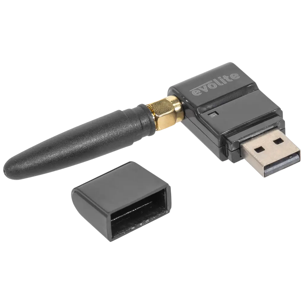 Dongle DMX wireless USB trasmettitore/ricevitore a 2,4 GHz – Evolite